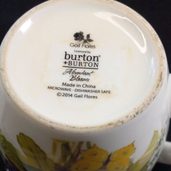 Gail Flores Burton & Burton Abundant Bloom Flower and Butterflys Mug Cottagecore - Picture 5 of 6